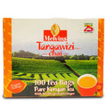 Melvins Tangawizi Chai 100 tea bags box featuring Kenyan tea farm and freshly ground ginger label