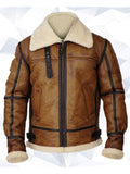 Men Brown B3 Bomber Shearling Jacket – Classic Aviator Style for Men