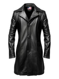 Men’s Stylish Black Long Leather Coat