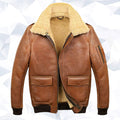 Men’s Aviator Camel Brown A2 Fur Shearling Leather Bomber Jacket