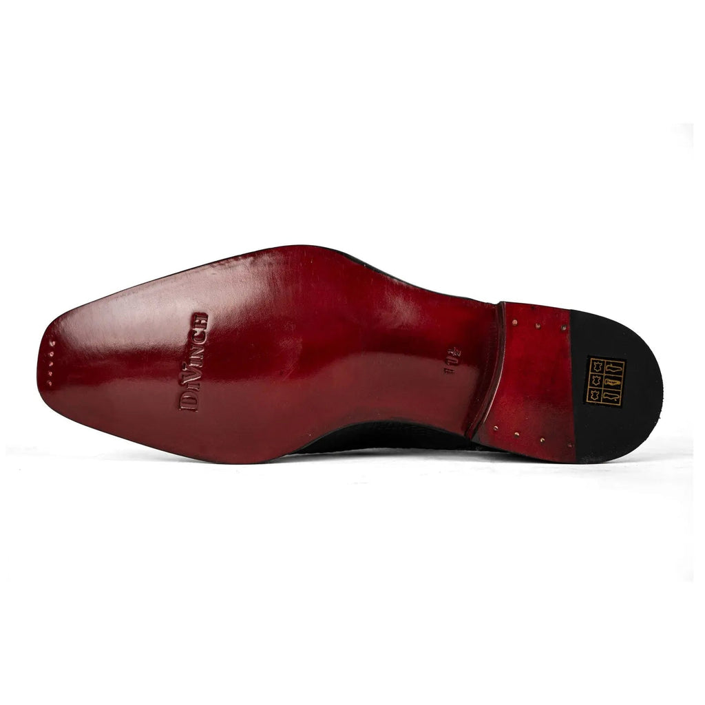 Black Square-Toe Single Monk Shoes with Scale Texture