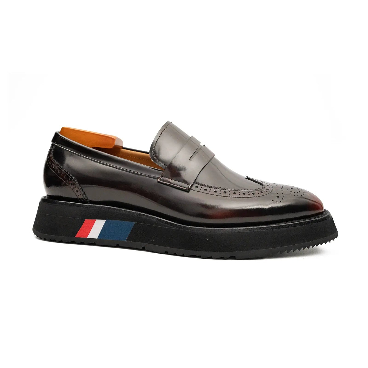 Dark Burgundy Glossy Platform Penny Loafer