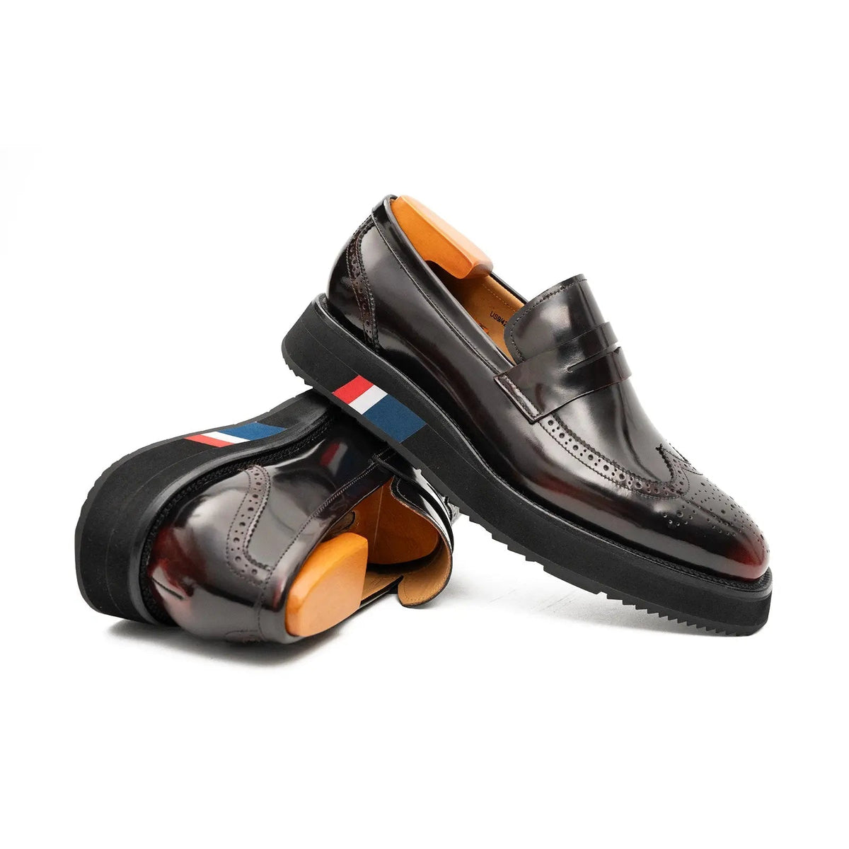 Dark Burgundy Glossy Platform Penny Loafer