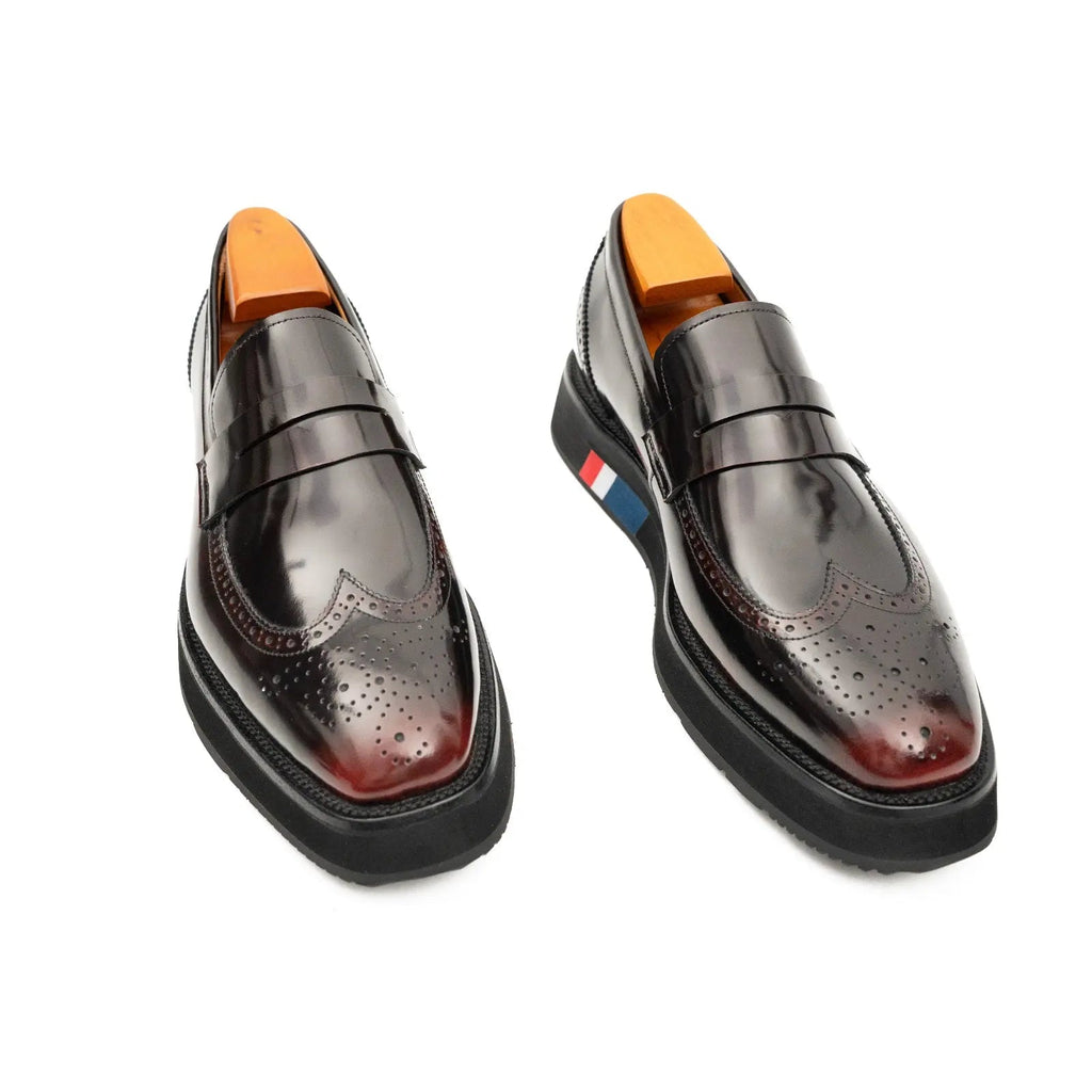 Dark Burgundy Glossy Platform Penny Loafer