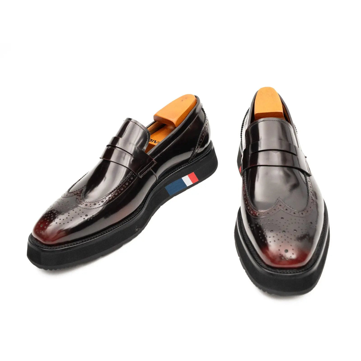 Dark Burgundy Glossy Platform Penny Loafer