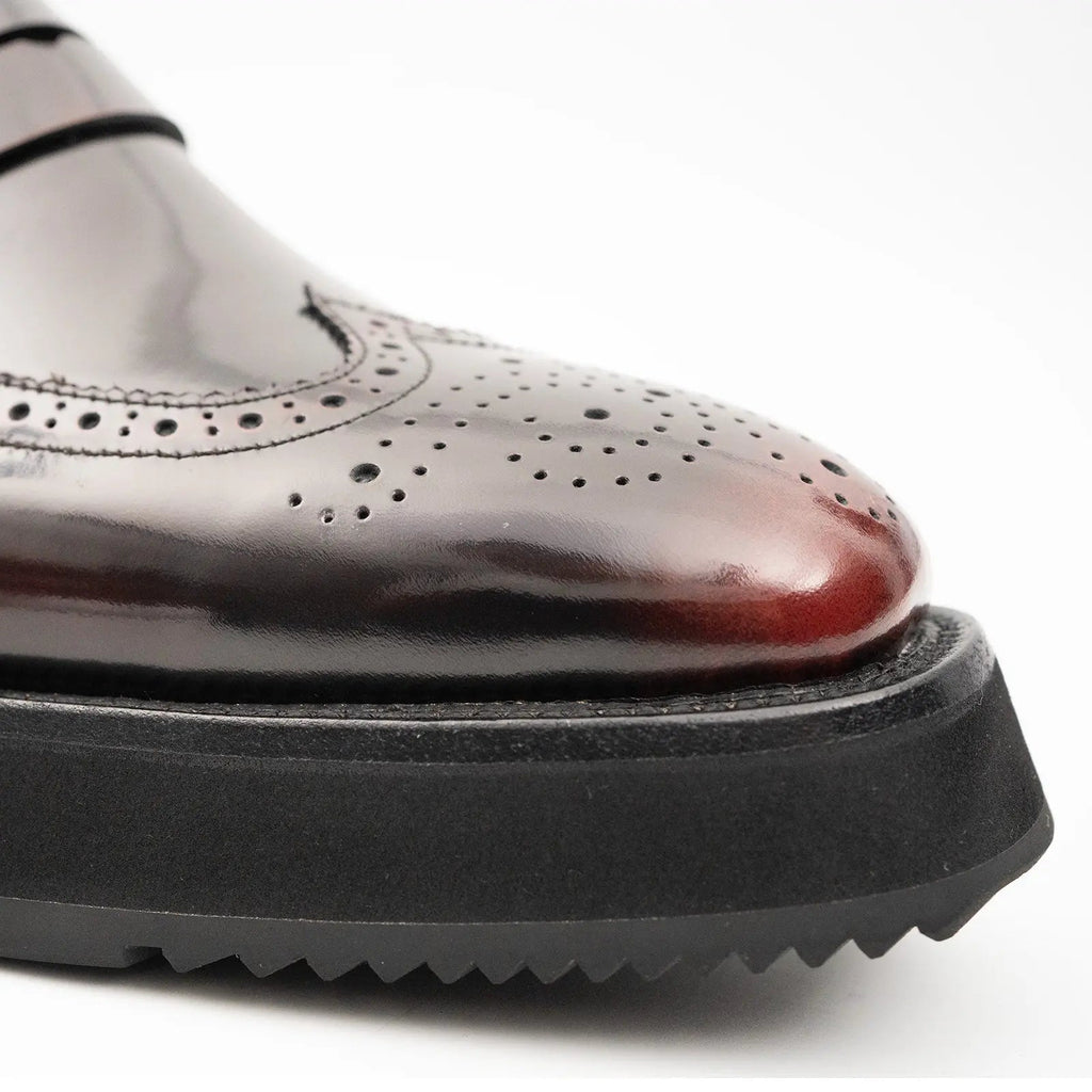 Dark Burgundy Glossy Platform Penny Loafer