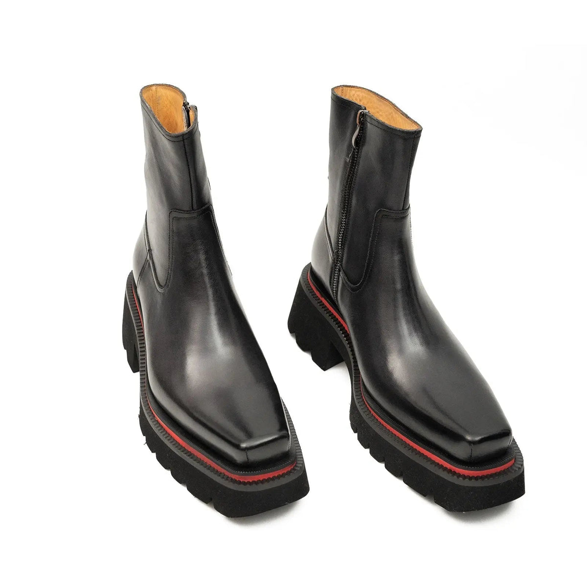 Dark Gray-Black Lug Sole Side Zip Ankle Boot