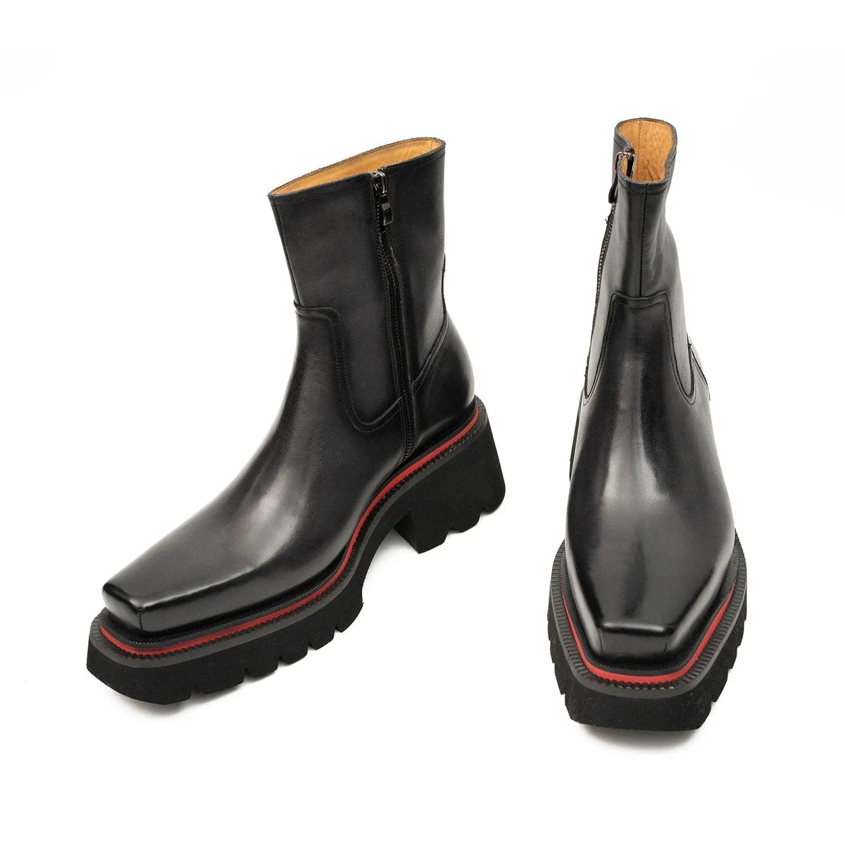 Dark Gray-Black Lug Sole Side Zip Ankle Boot