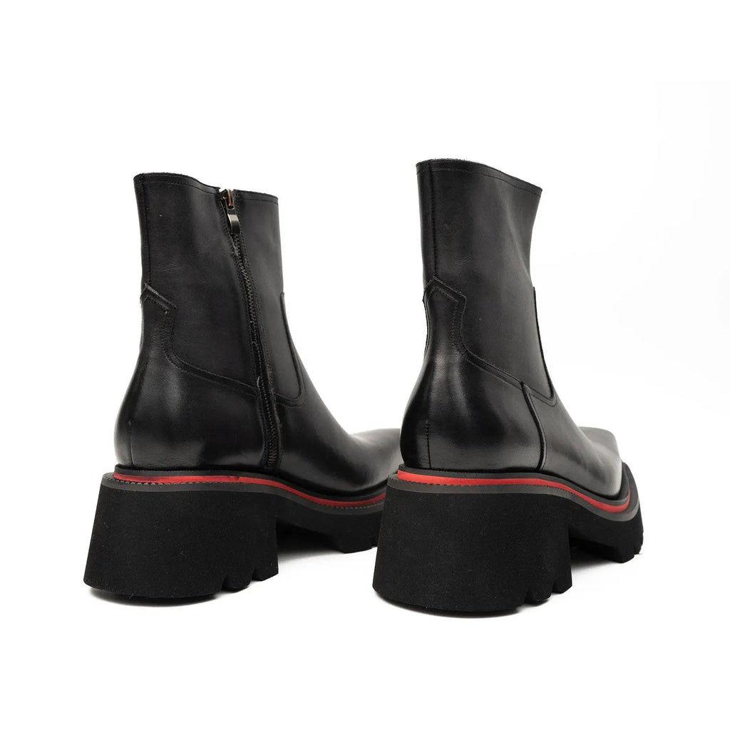 Dark Gray-Black Lug Sole Side Zip Ankle Boot
