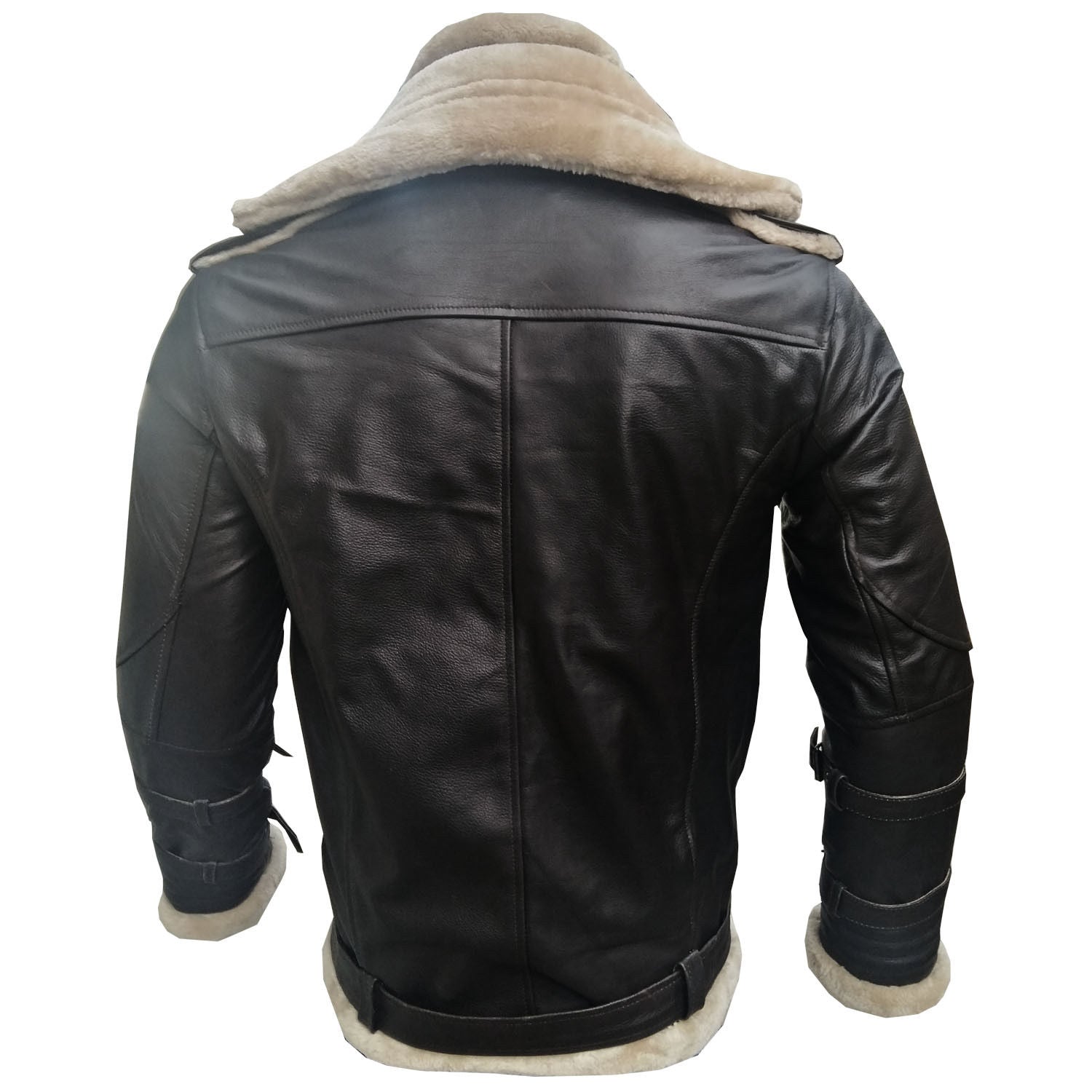 Men’s Aviator B3 Bomber Double Collar Faux Shearling Brown Jacket