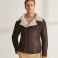 Men’s Brown B3 Pilot Sheepskin Shearling Biker Aviator Jacket