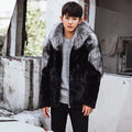 Men’s Winter Fox Fur Mink Hooded Fur Coat Jacket