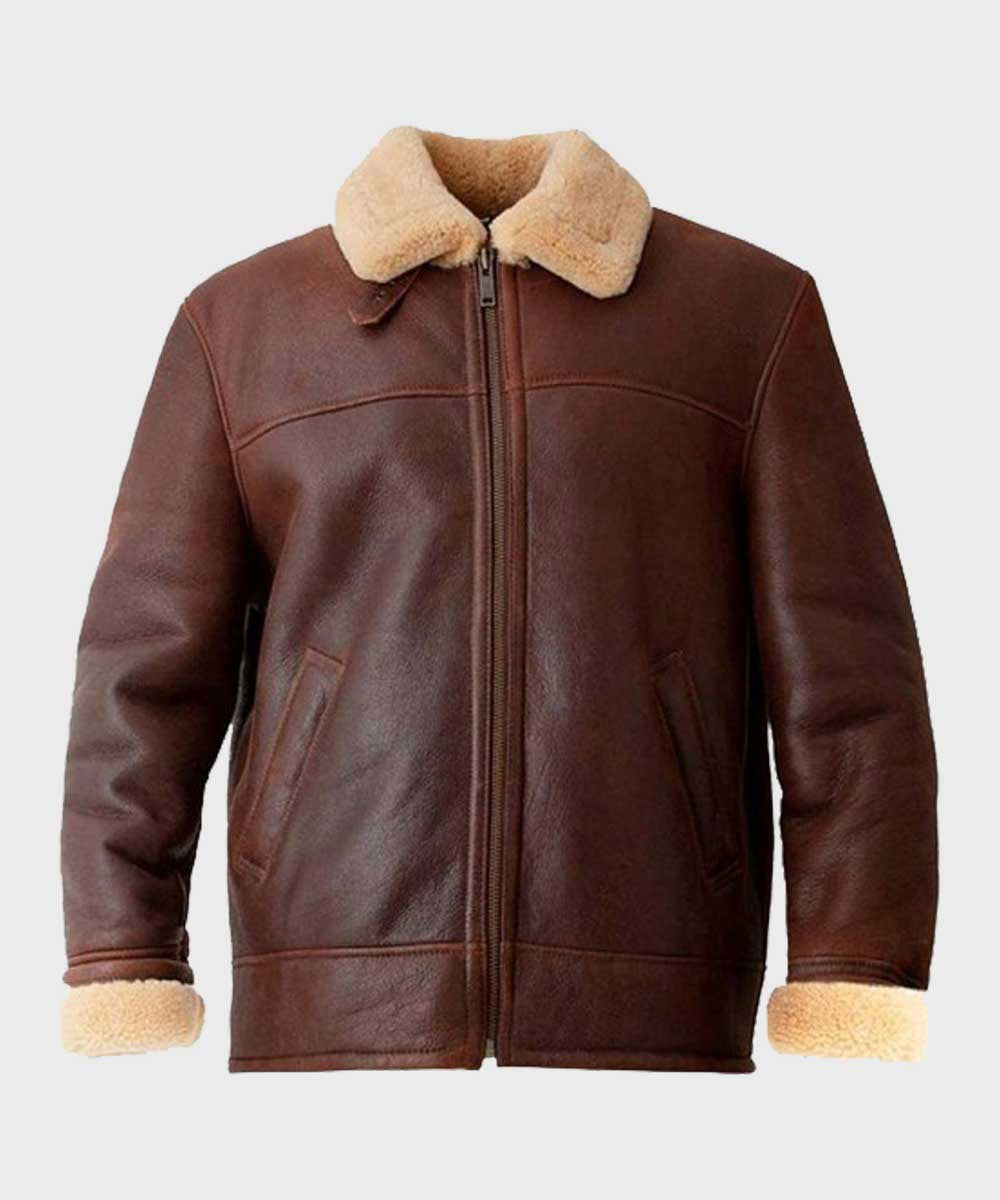 Men’s Brown Aviator Shearling Leather Jacket