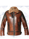Men’s RAF Flight Aviator Real Sheepskin Fur Collar Leather Jacket