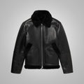 Men's Shearling Lined Leather Black Trucker Jacket