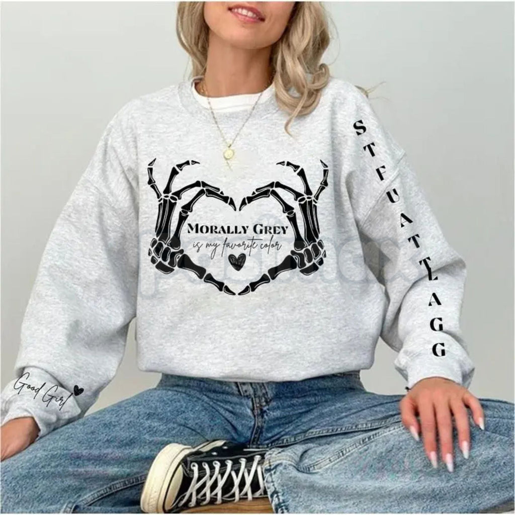 "Morally Grey" Dark Romance Sweatshirt – Bookish Fandom Reader Crewneck