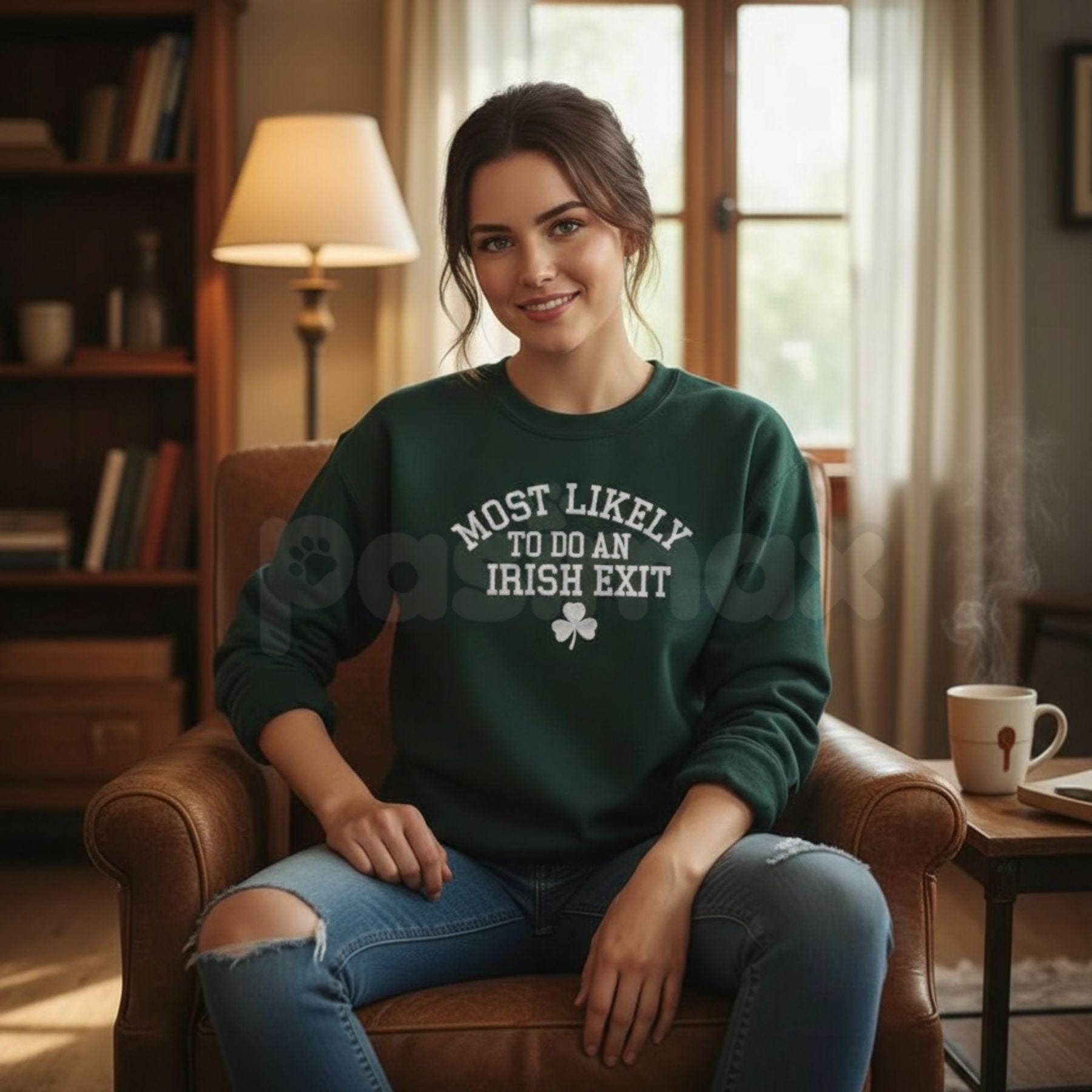 "Most Likely To Do An Irish Exit" Embroidered Sweatshirt – Irish Flag Humor Crewneck