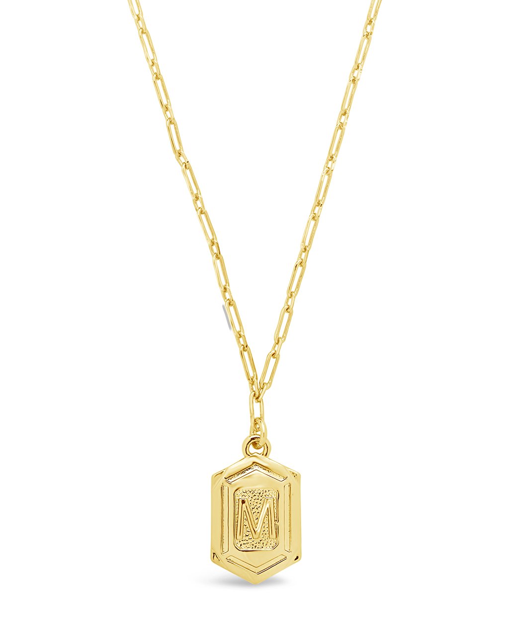 Hexagon Tag Initial Pendant Necklace