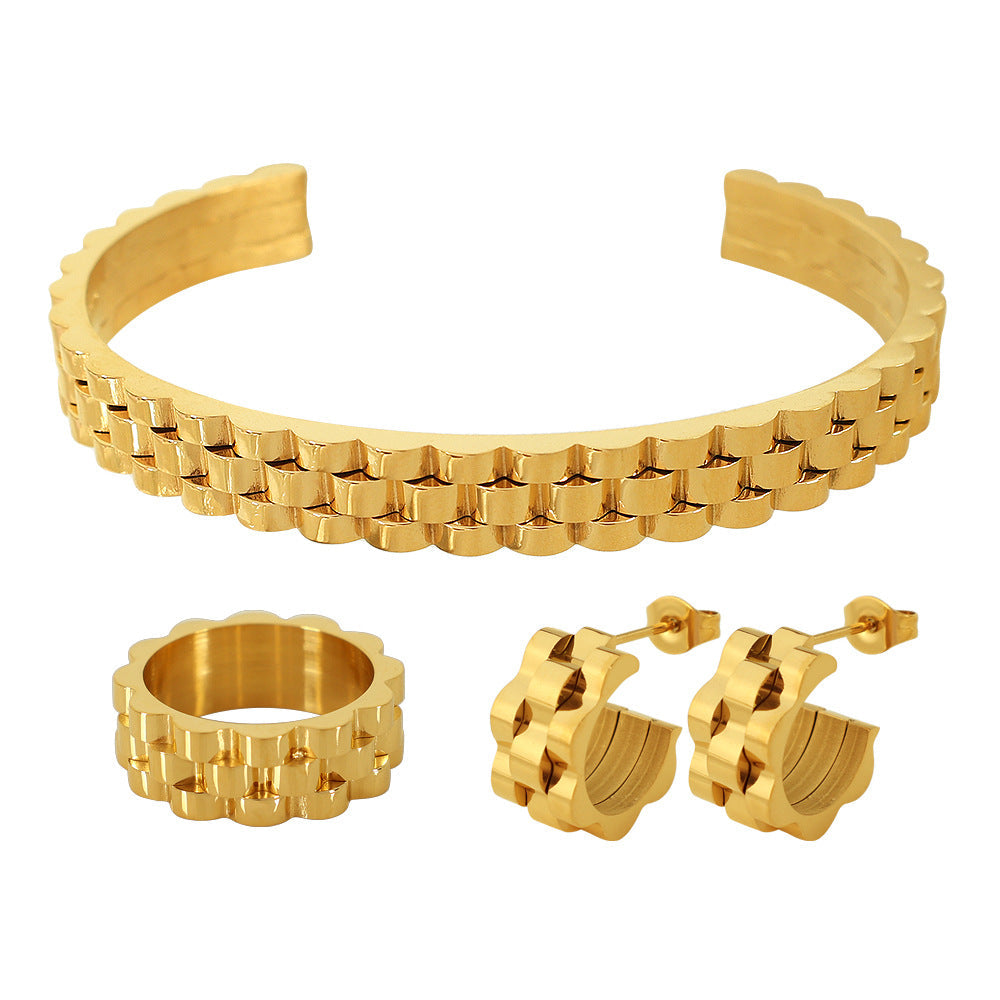 Strap Pattern Titanium Steel Gold Plated Creative Bracelets