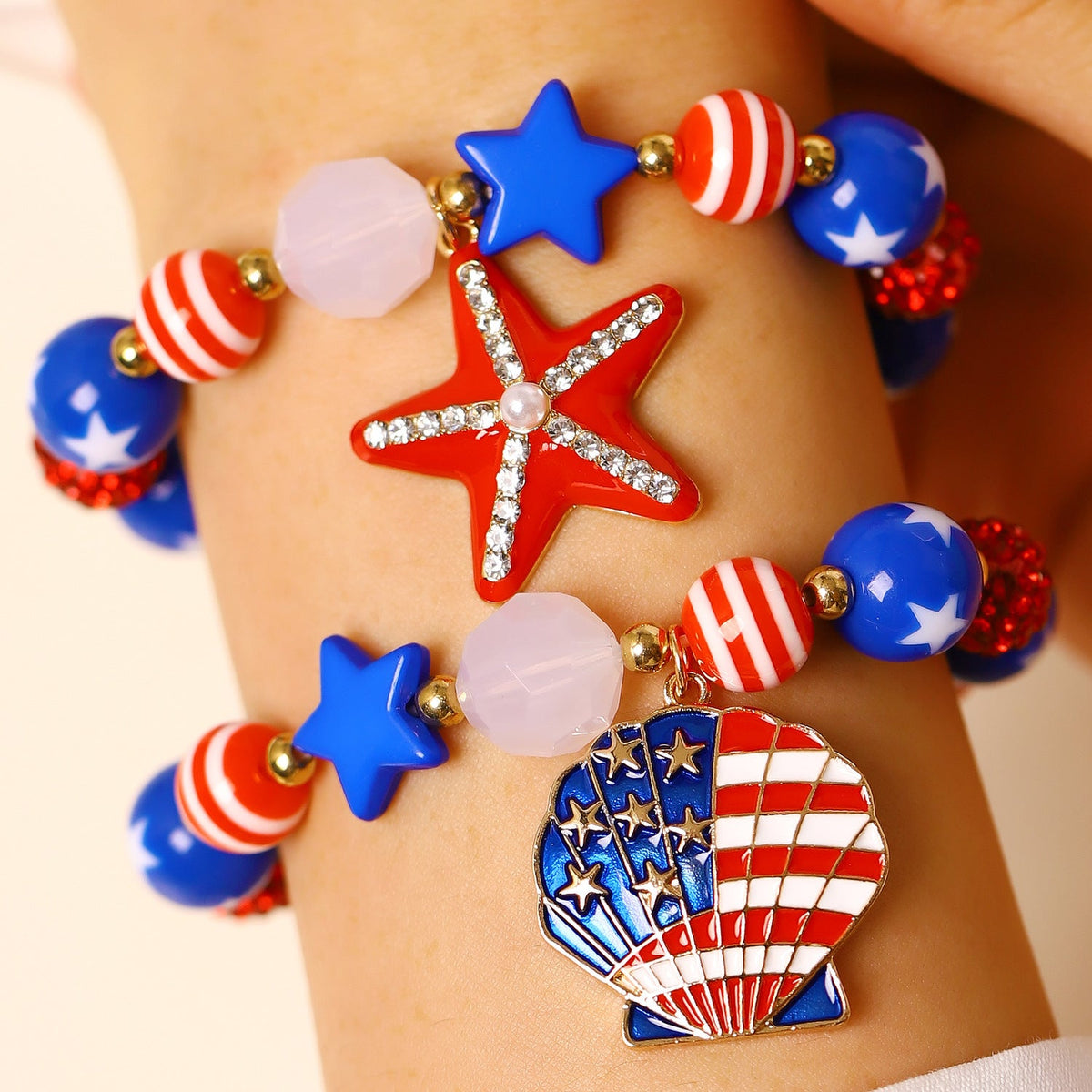 Fashion Independence Day Asymmetric Flag Color Jewelry Set