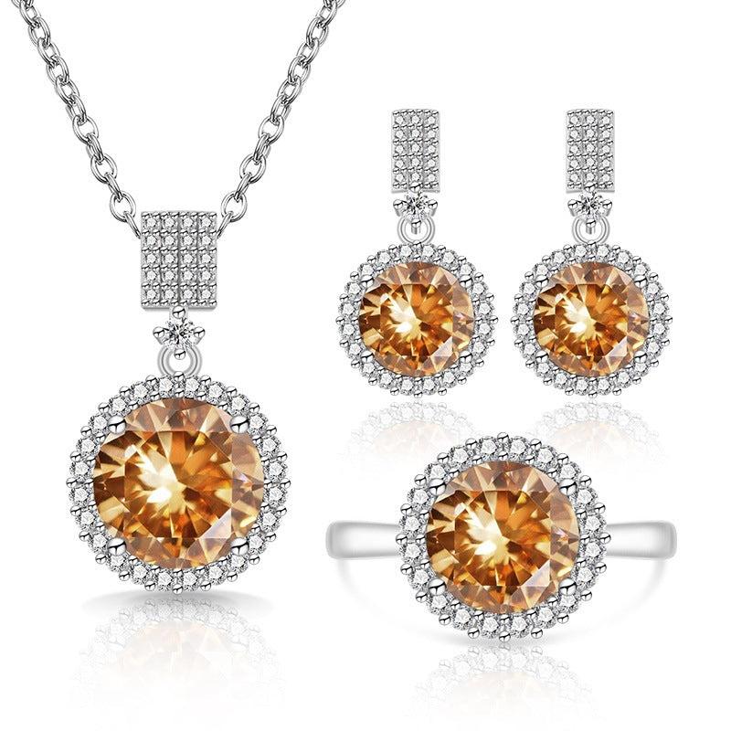 Round Bag Environmental Protection Copper Inlaid Zircon Eight Hearts Arrows Necklaces