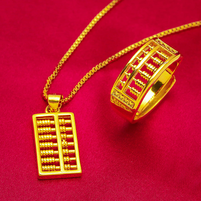 Men's Abacus Imitation Gold Vietnam Sand Open Brass Jewelry Set