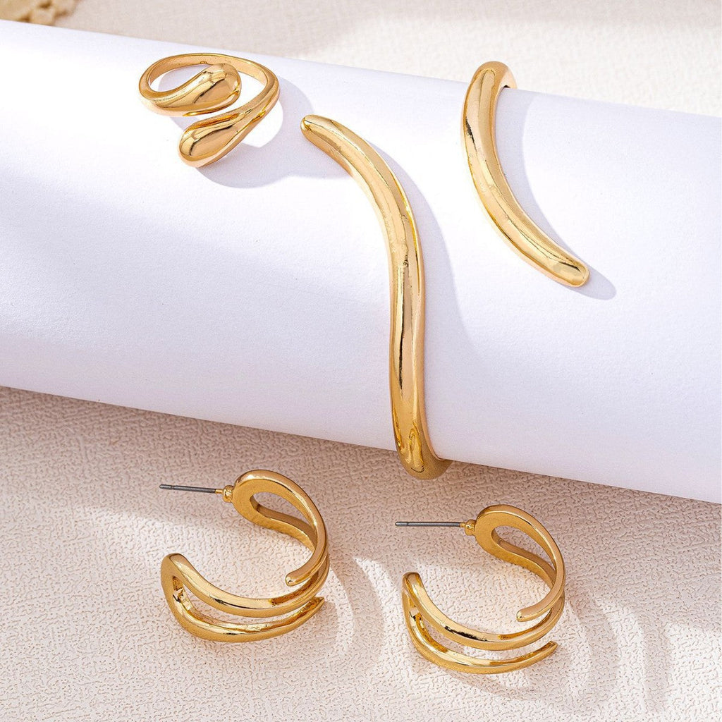 Personality Gold Geometric Irregular Serpentine Ear Jewelry Set