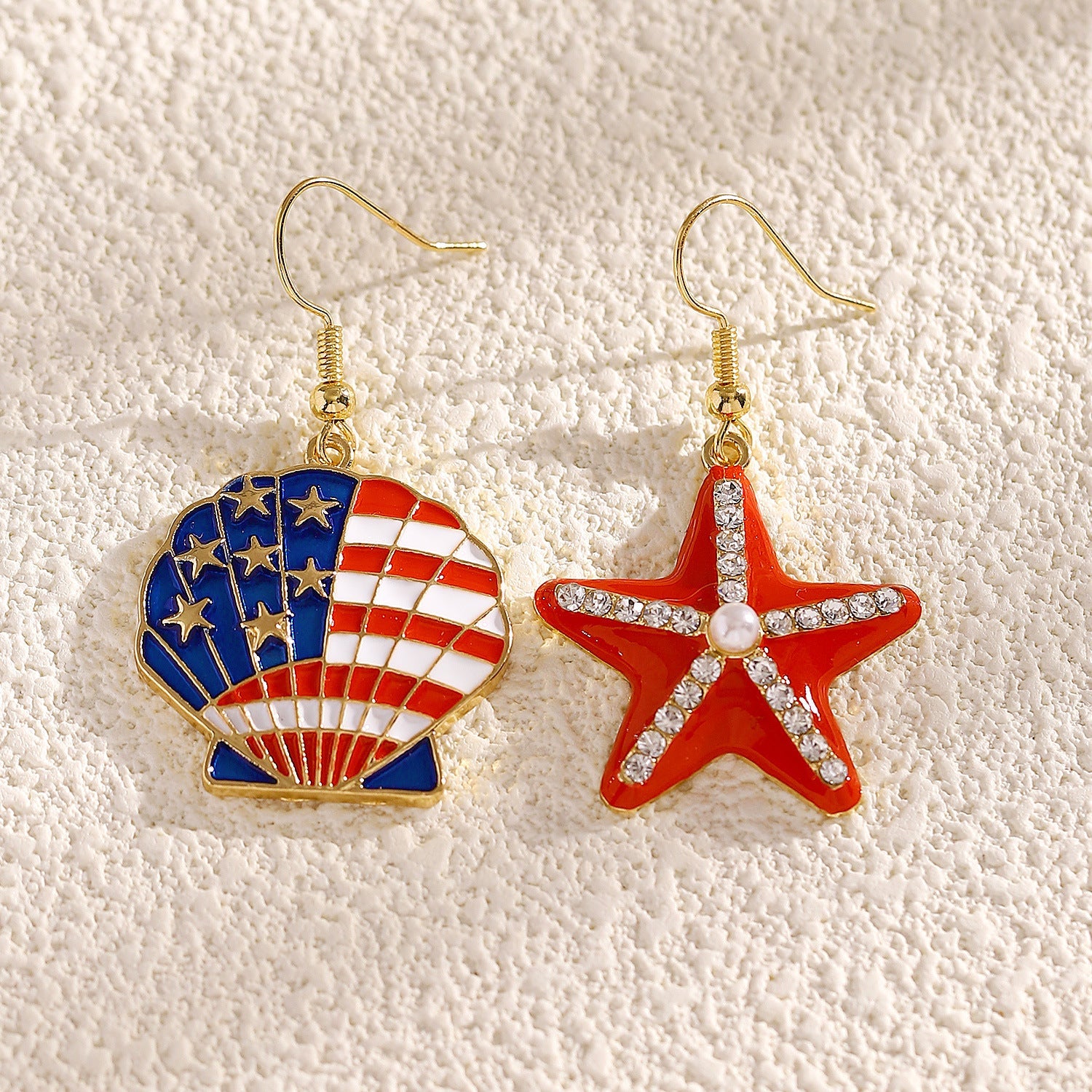 Fashion Independence Day Asymmetric Flag Color Jewelry Set