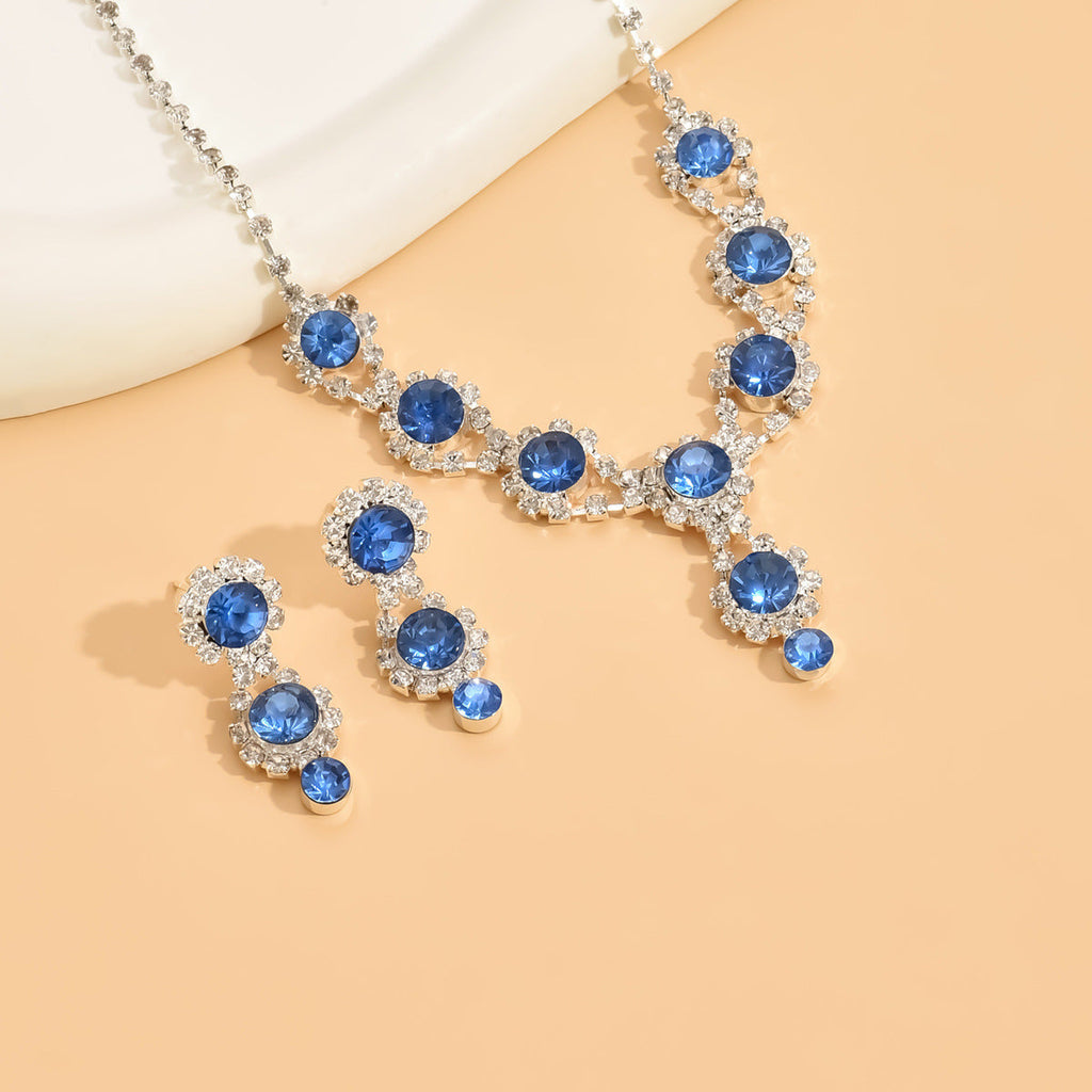 Women's 2 Pieces Claw Chain Bride Blue Birthday Party Gift Jewelry Set