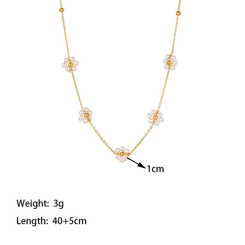 Beaded Chain Flower Pearl Niche High Jewelry Set