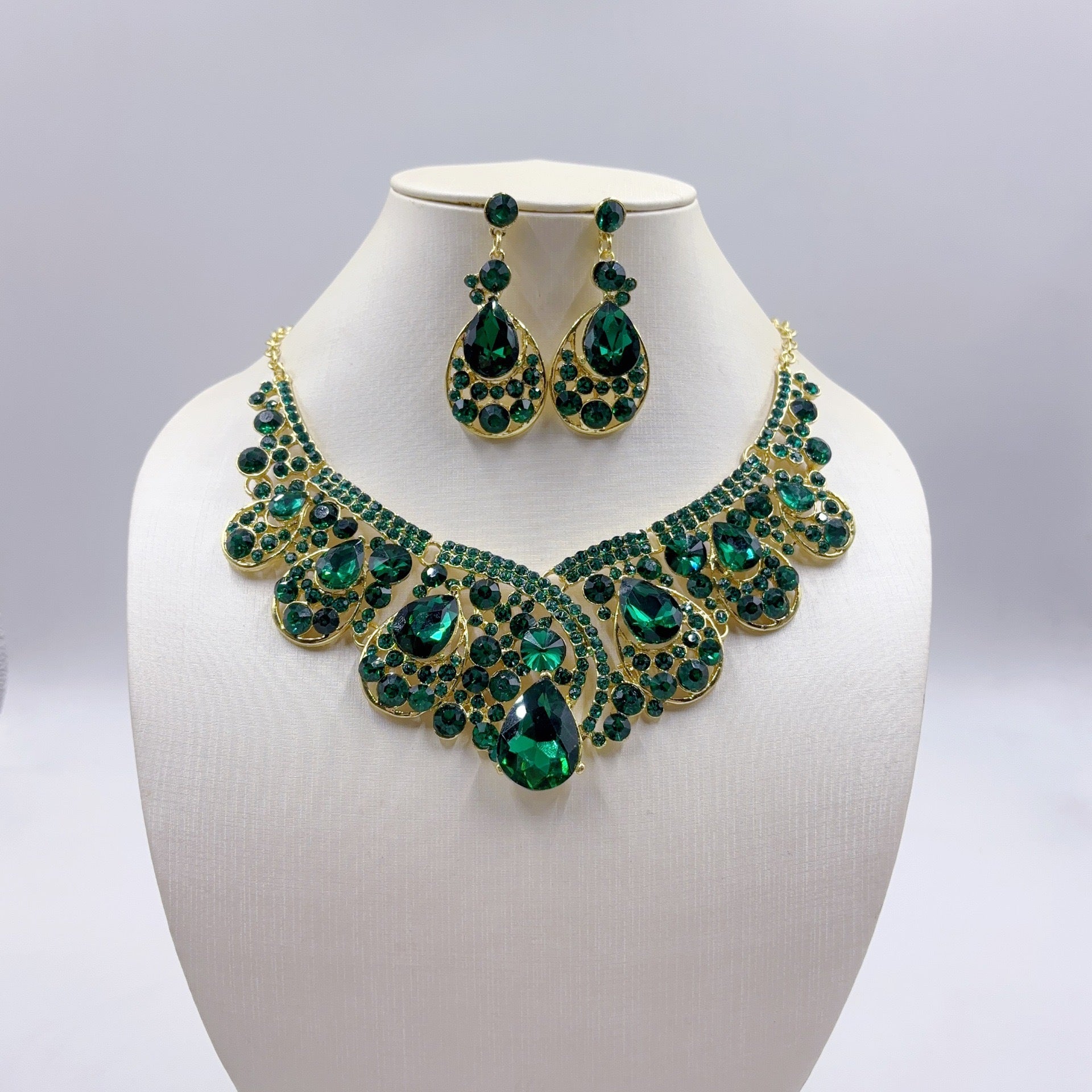 Rhinestone Crystal Suite Bridal Banquet Formal Dress Luxury Jewelry Set