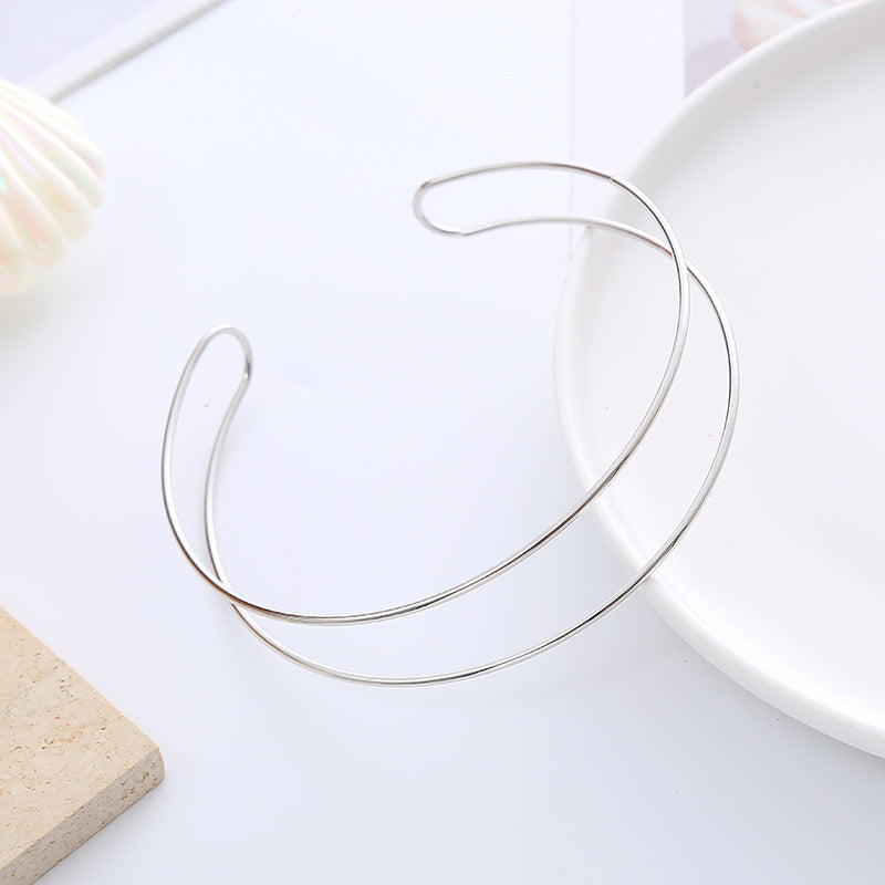 Women's Fashion Double Line Geometric Open Collar Hollow Simple Punk Jewelry Set