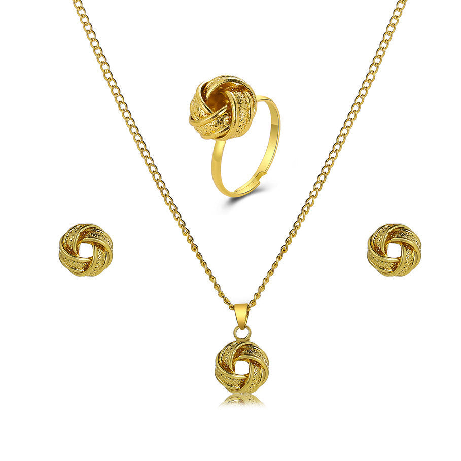 Metal Three-piece Creative Wedding Three-dimensional Knotted Rings