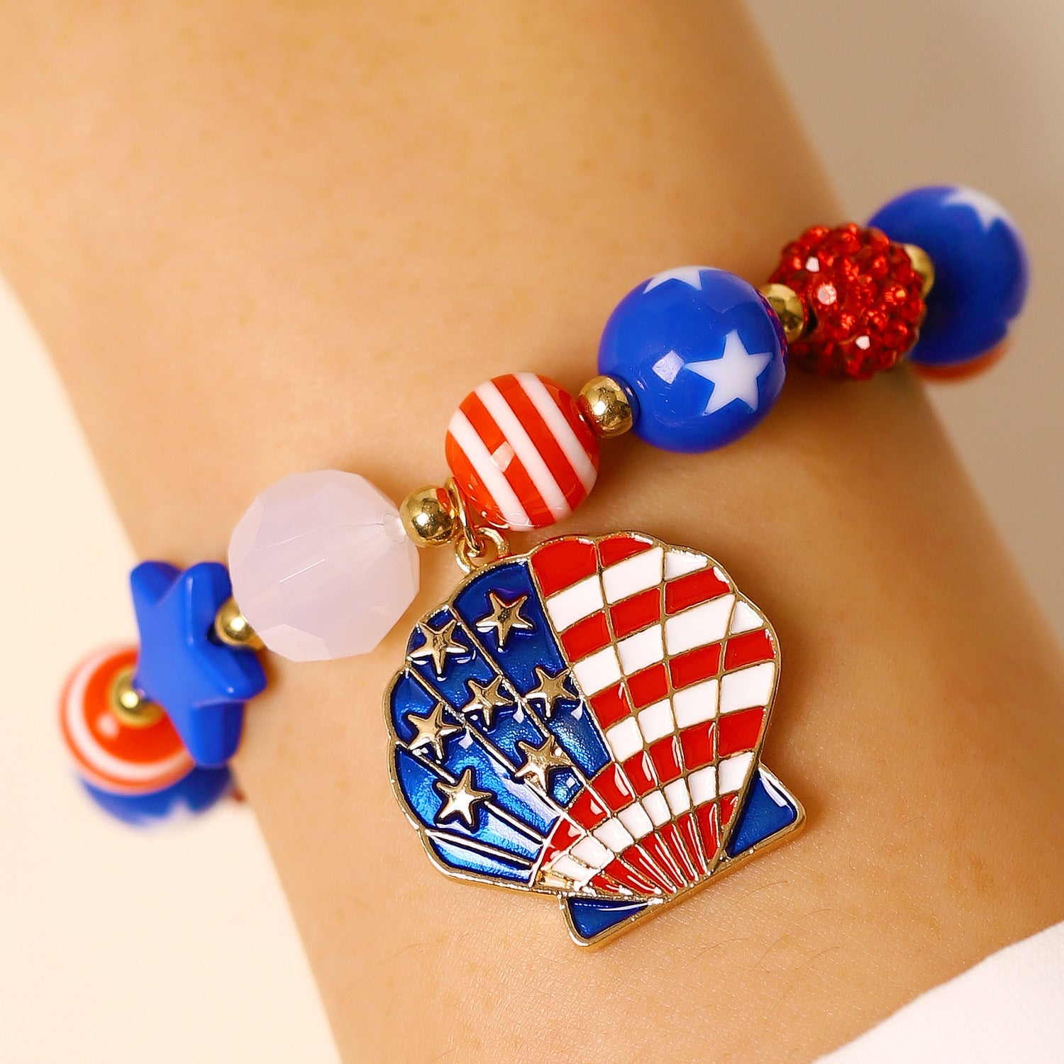 Fashion Independence Day Asymmetric Flag Color Jewelry Set