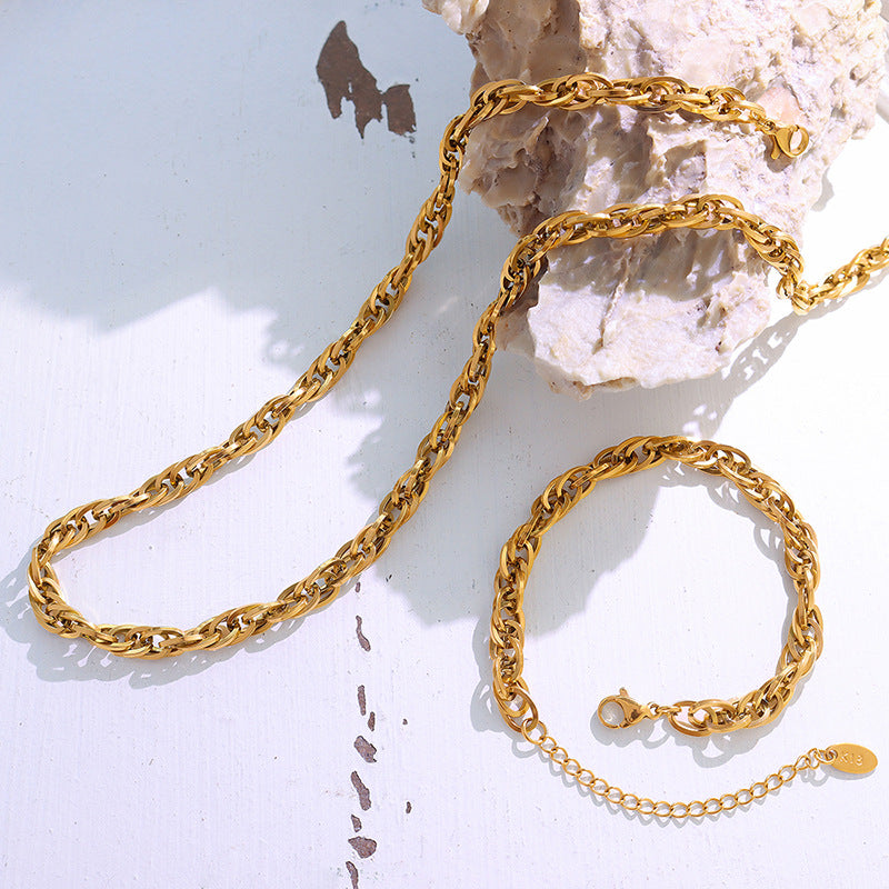 Cold Style Light Luxury Thick Chain Stainless Steel Titanium Gold Necklaces