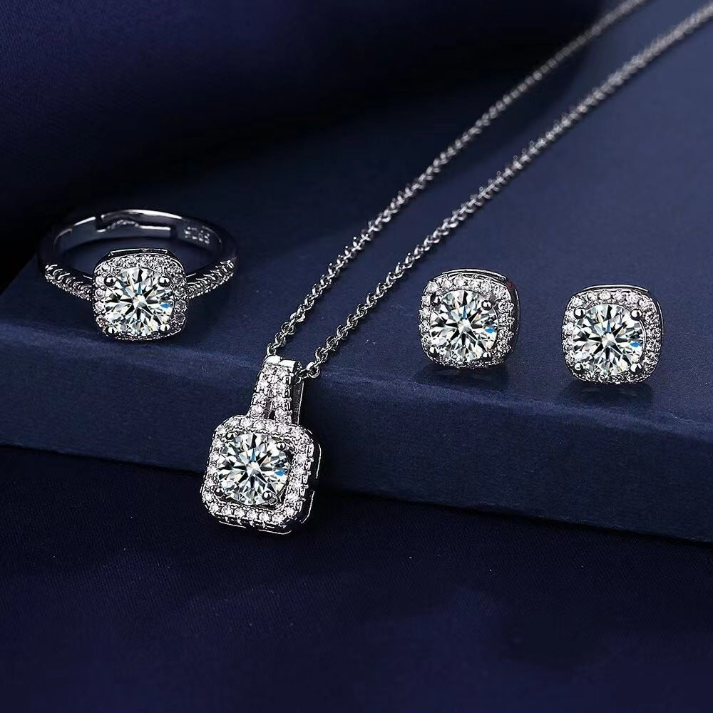 Flash Moissanite Affordable Luxury Style Square Diamond Live Earrings