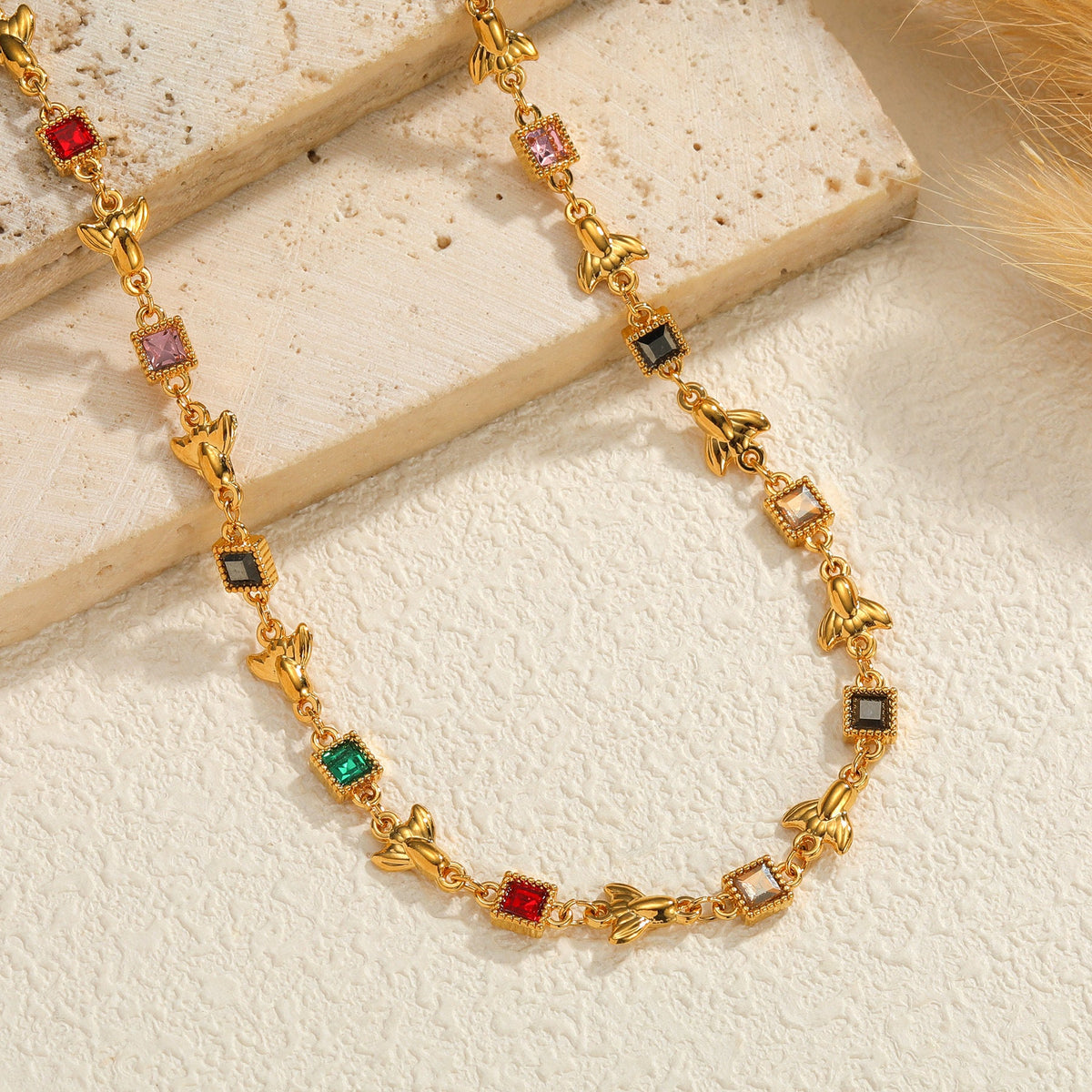 Women's Loving Heart Zircon Gold Fashion Design Stainless Steel Jewelry Set