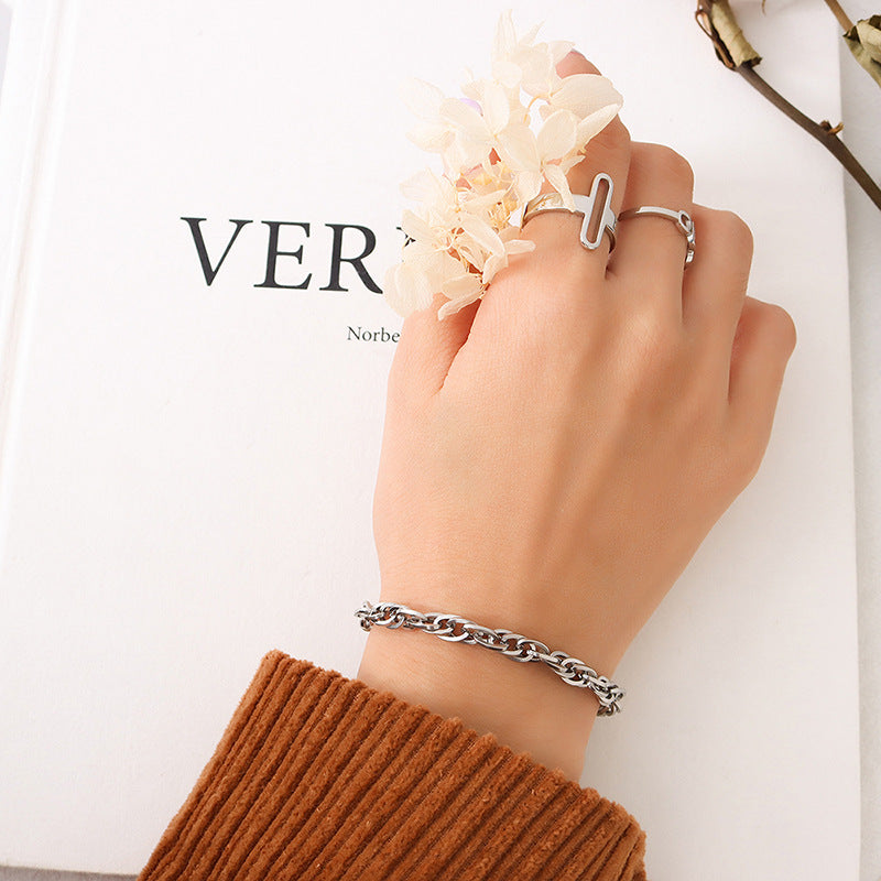 Cold Style Light Luxury Thick Chain Stainless Steel Titanium Gold Necklaces
