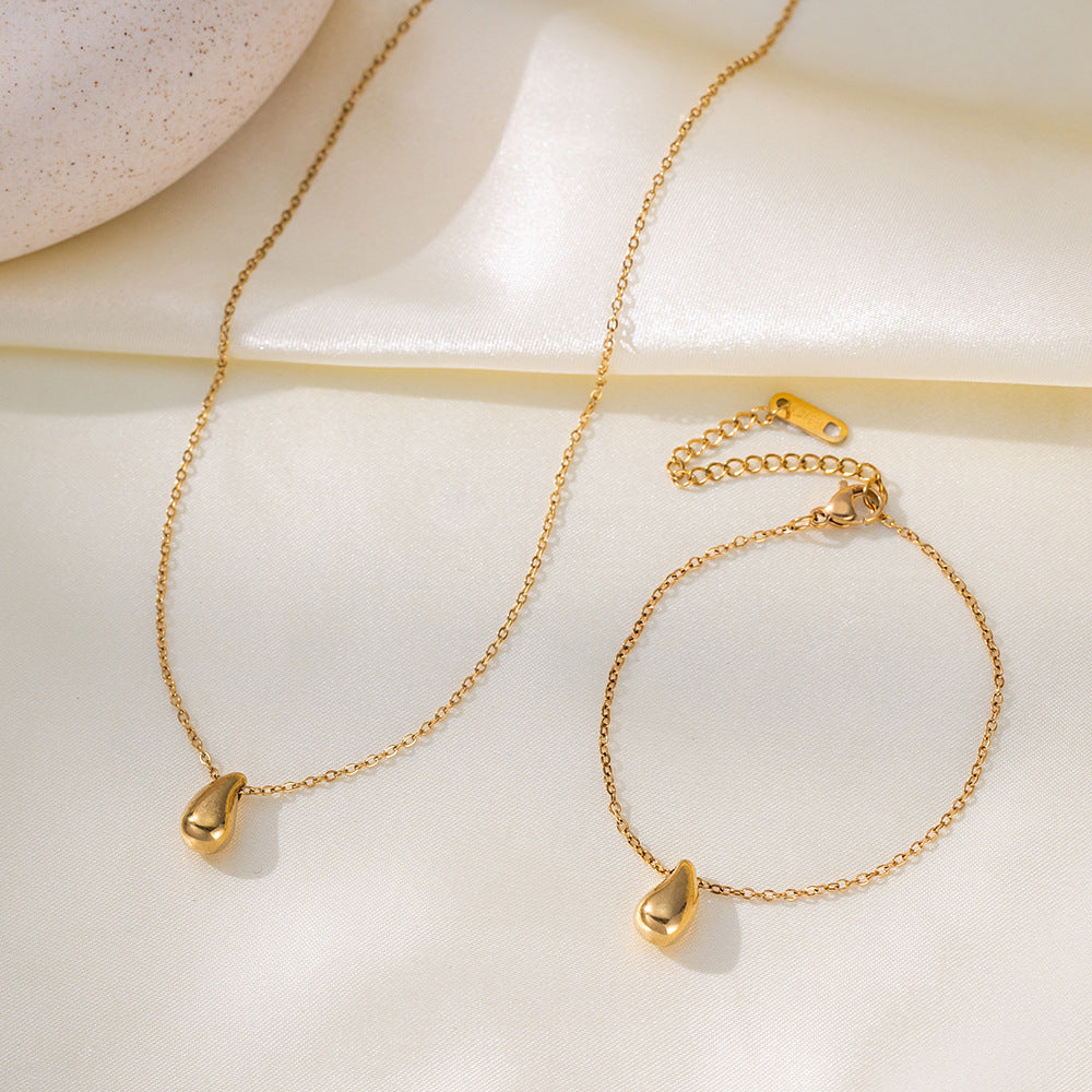Fashion Korean Style Niche Water Drop Female Simple Personality Gold-plated Necklaces