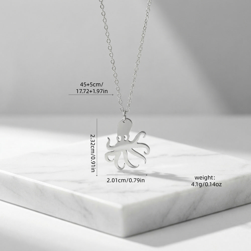 Octopus Suite Stainless Steel Eardrops Sweet Cool Style Niche Clavicle Jewelry Set