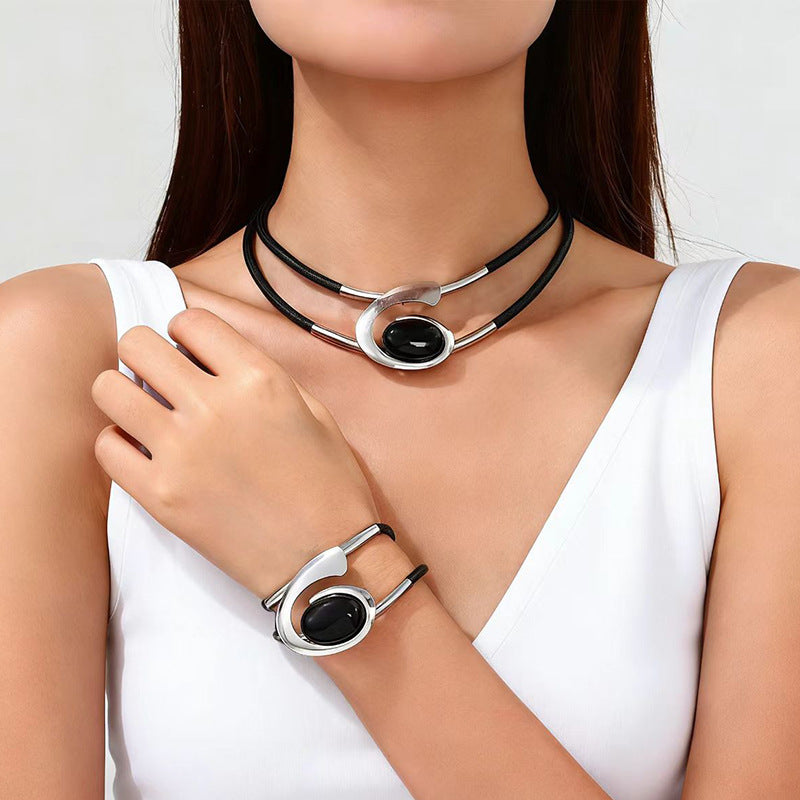 Women's Bohemian Style Spiral Snail Acrylic Gem Jewelry Set