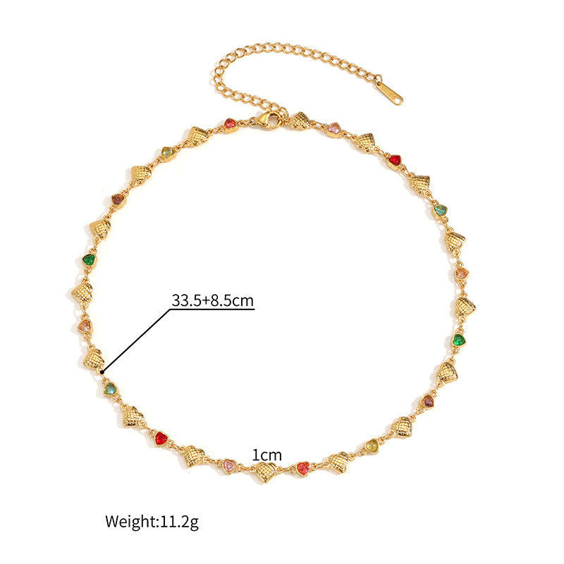 Women's Loving Heart Zircon Gold Fashion Design Stainless Steel Jewelry Set