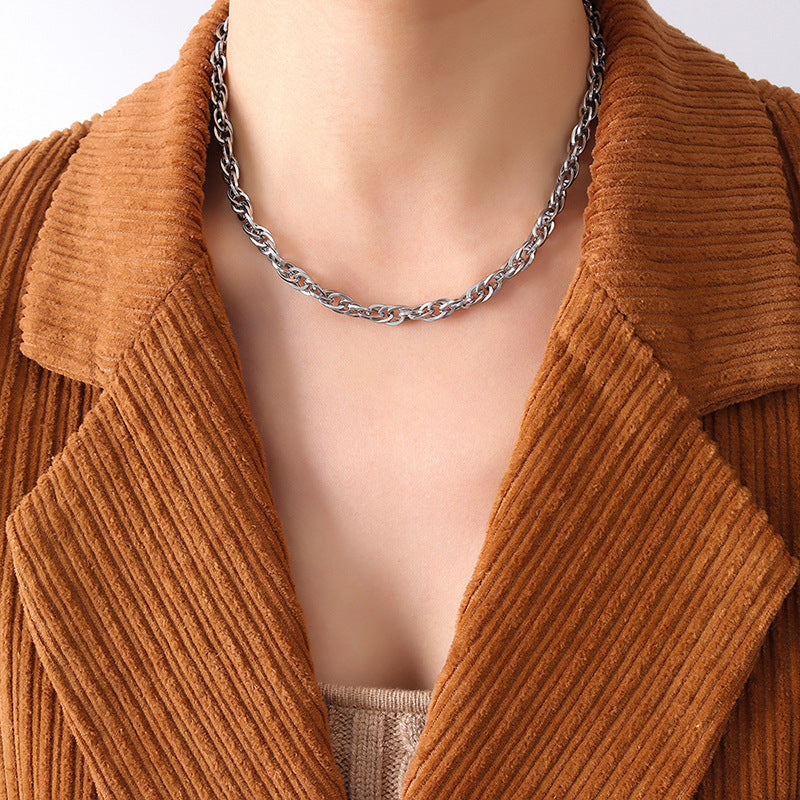 Cold Style Light Luxury Thick Chain Stainless Steel Titanium Gold Necklaces