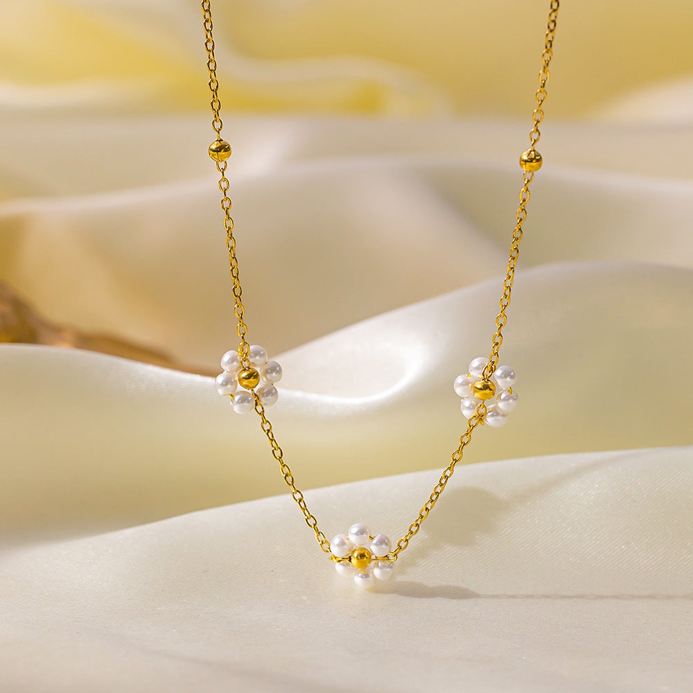 Beaded Chain Flower Pearl Niche High Jewelry Set