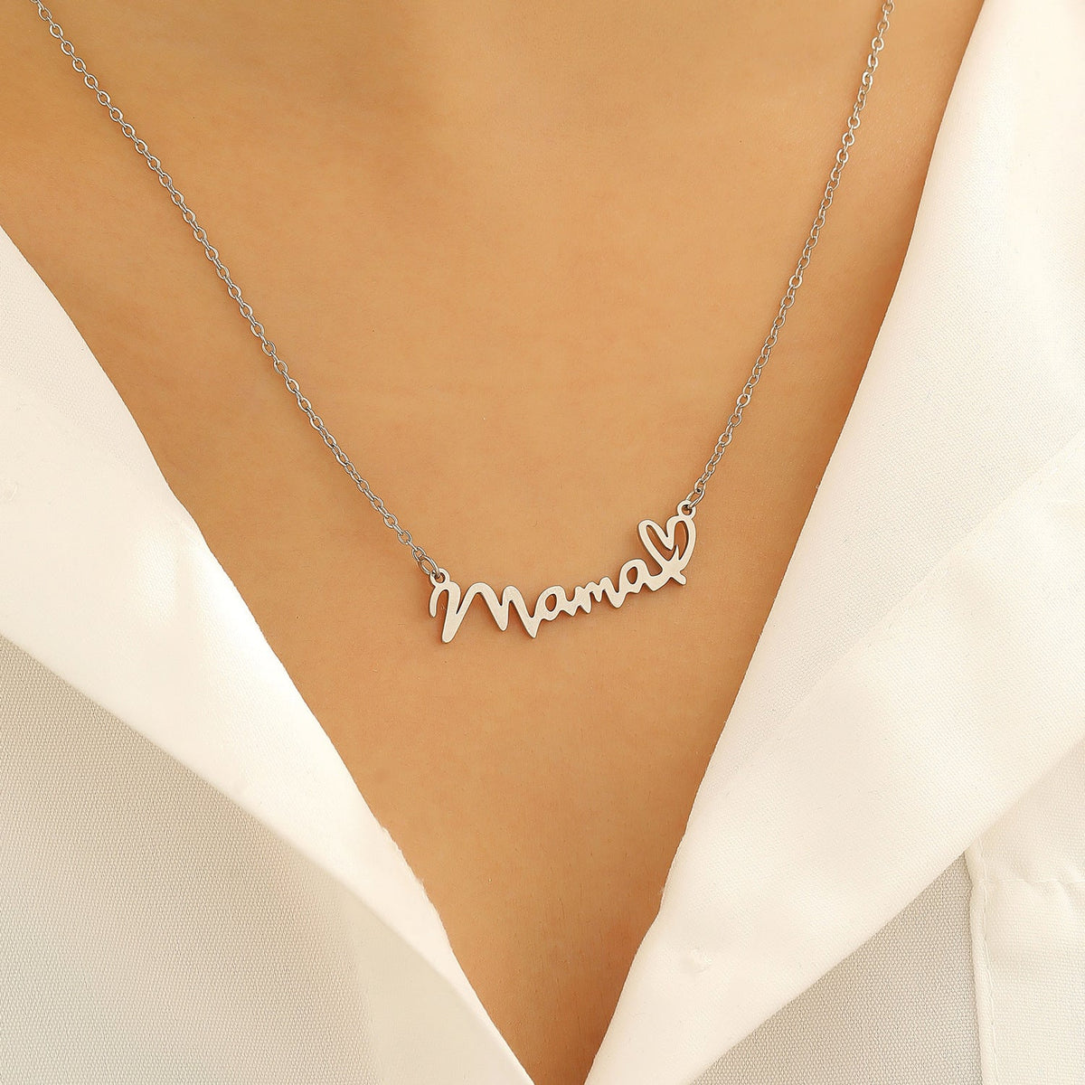 Women's Stainless Steel Clavicle Chain Letter Mother's Necklaces
