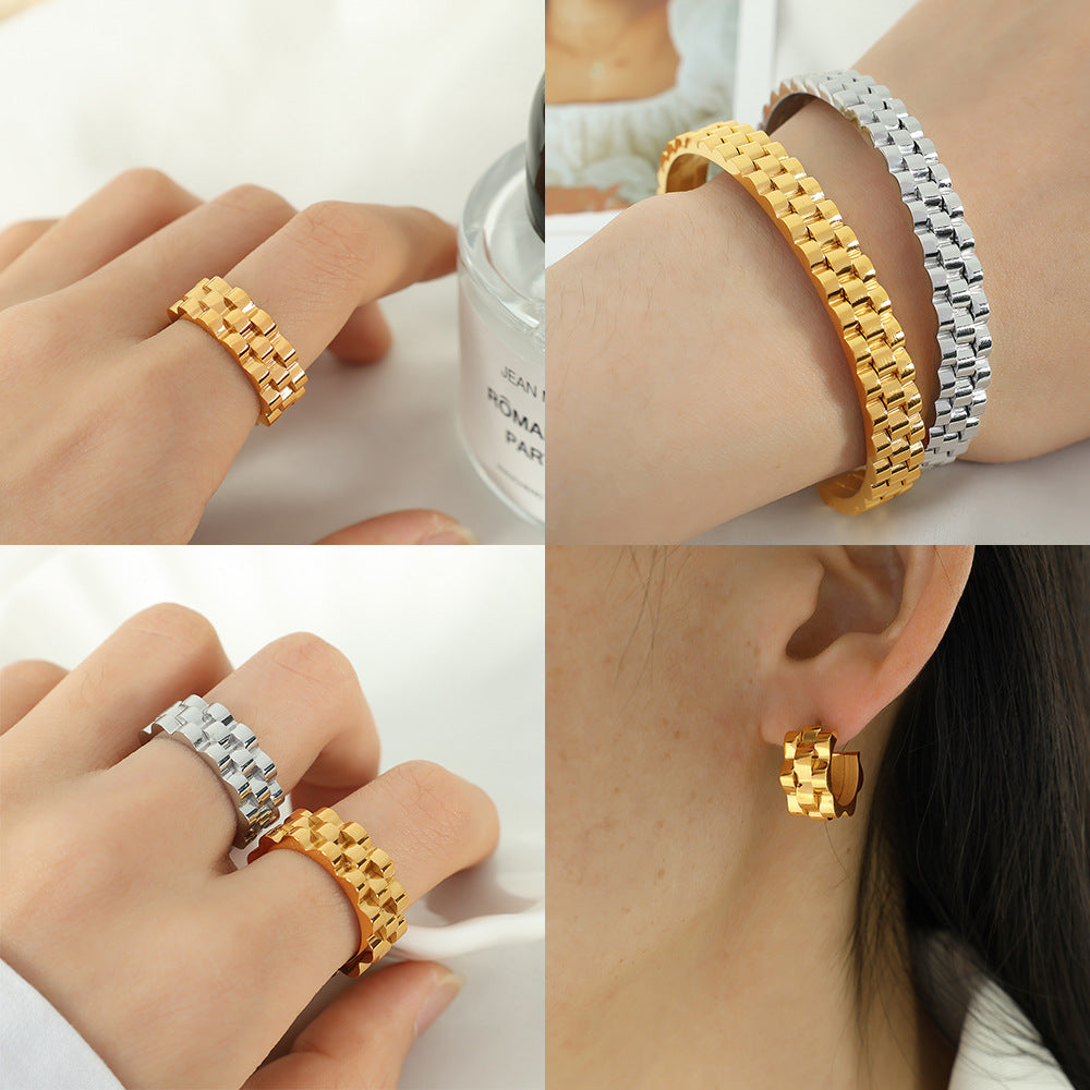 Strap Pattern Titanium Steel Gold Plated Creative Bracelets