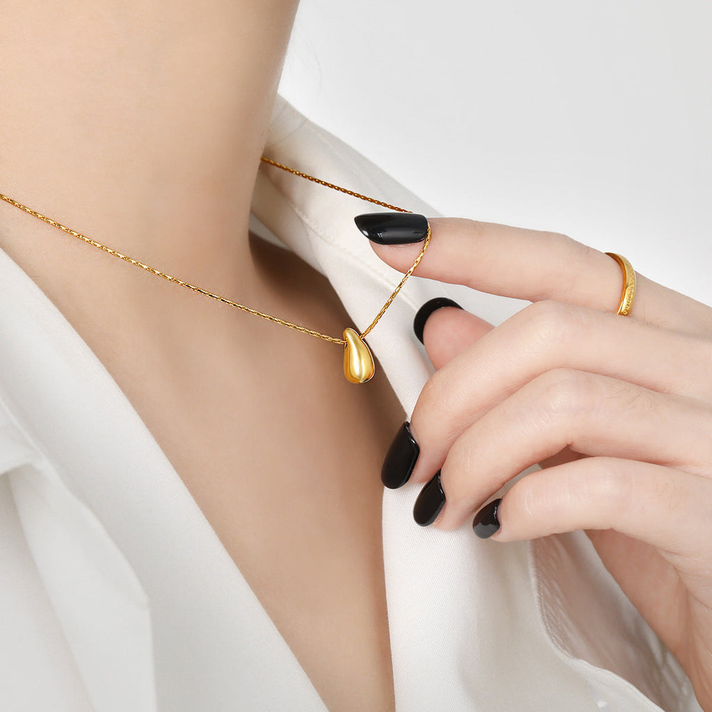 Fashion Korean Style Niche Water Drop Female Simple Personality Gold-plated Necklaces
