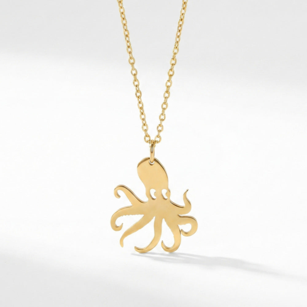 Octopus Suite Stainless Steel Eardrops Sweet Cool Style Niche Clavicle Jewelry Set
