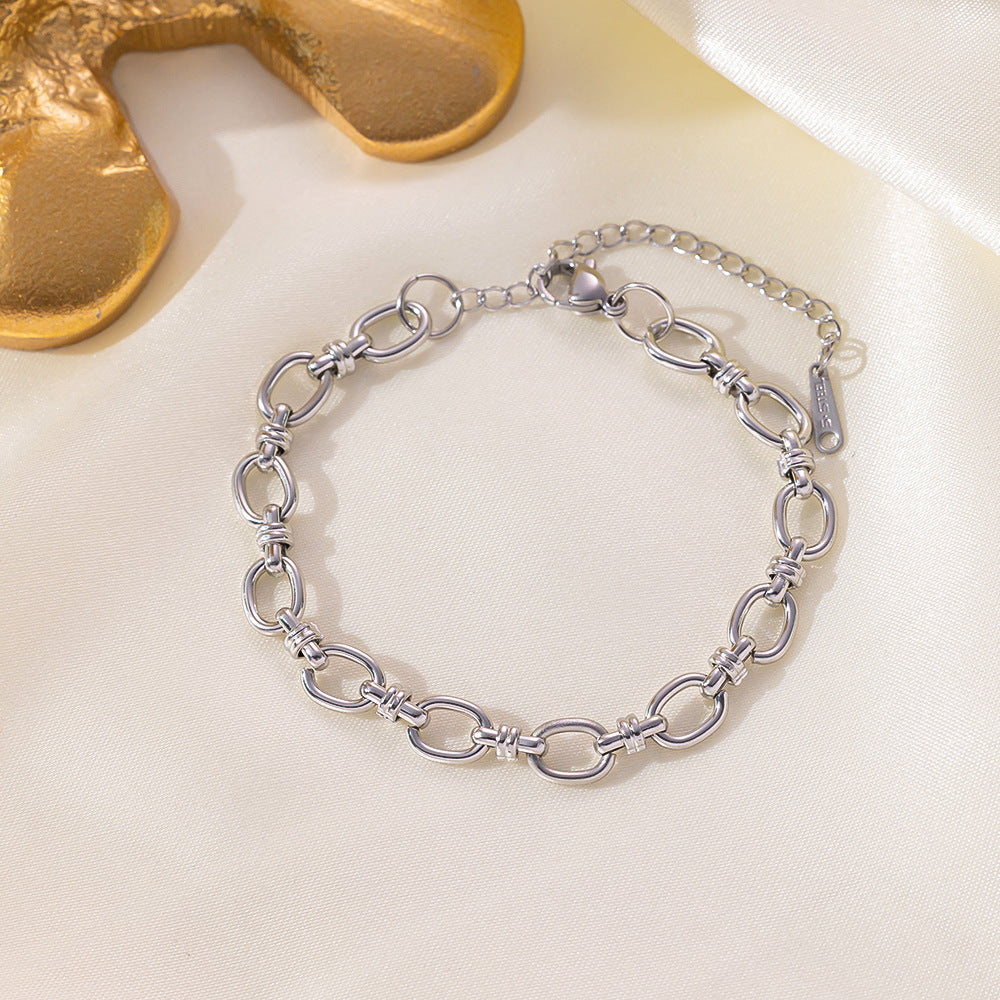 Women's Thick Type Round Cuban Link Chain Gold Plated Titanium Necklaces