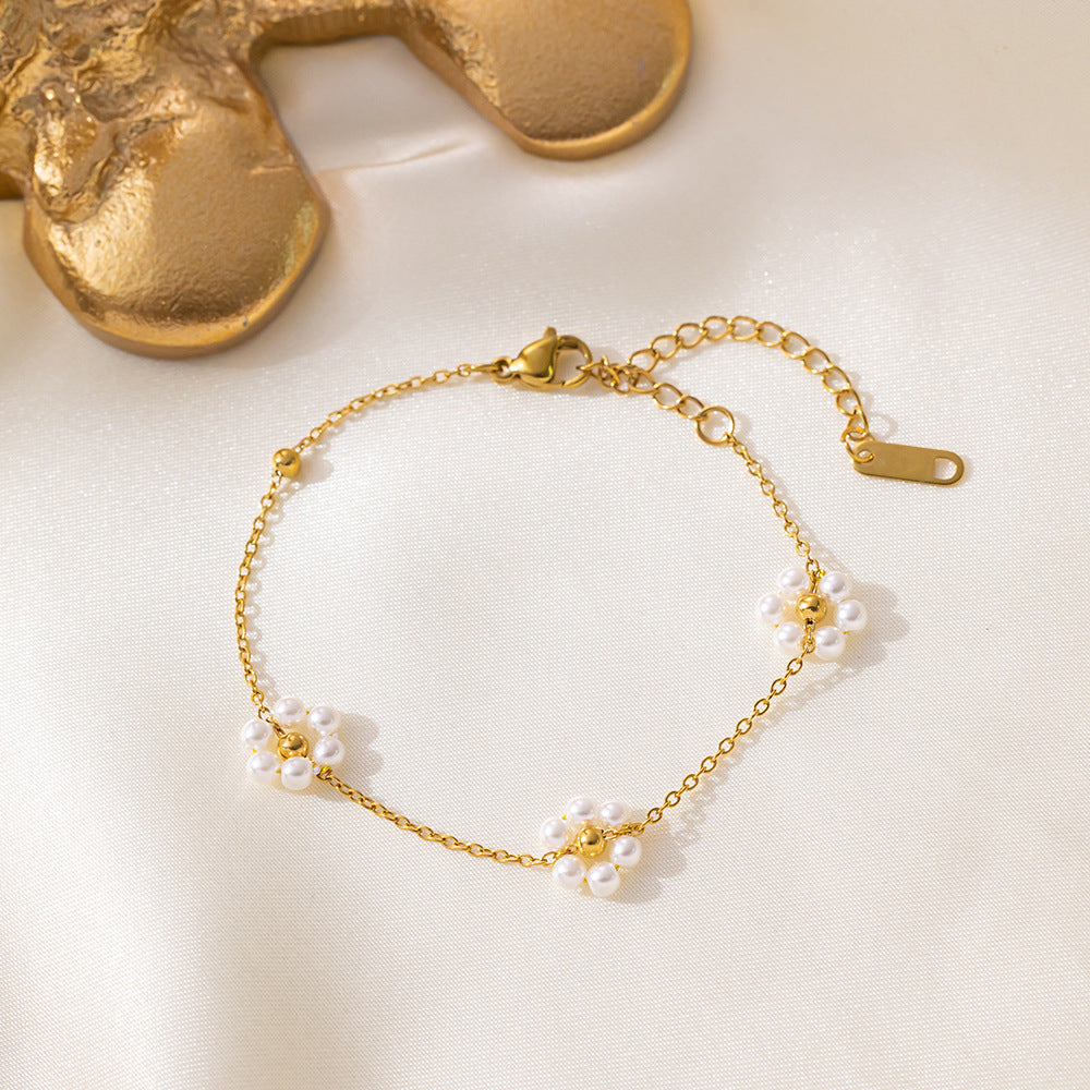 Beaded Chain Flower Pearl Niche High Jewelry Set